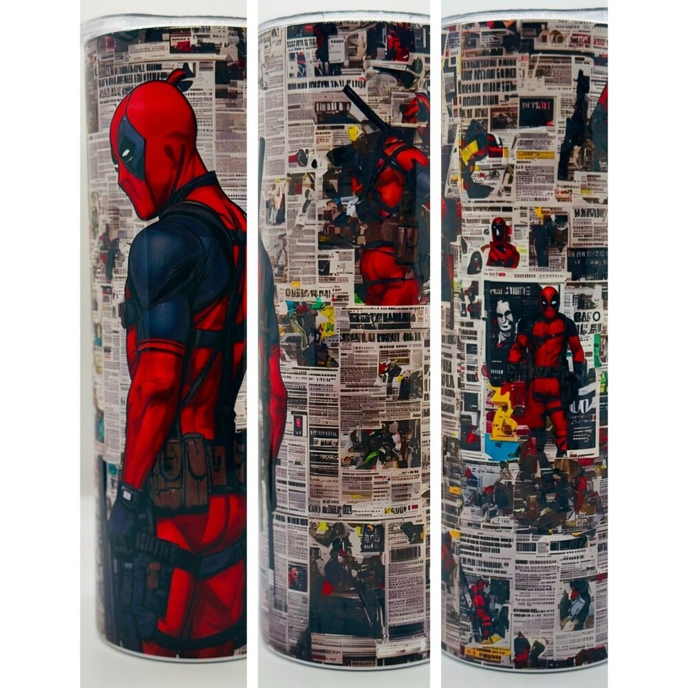 NEW Deadpool 20 oz. Stainless Steel Tumbler w/Straw Set & Silicone Tip